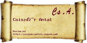 Csiszár Antal névjegykártya